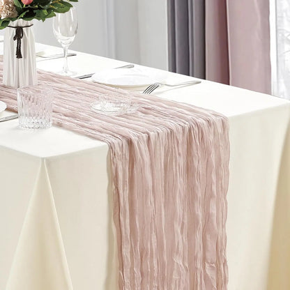 10Pcs Cheesecloth Table Runner Boho Gauze Table Runner 40x270cm Romantic Table Runner for Wedding Bridal Shower Birthday Party