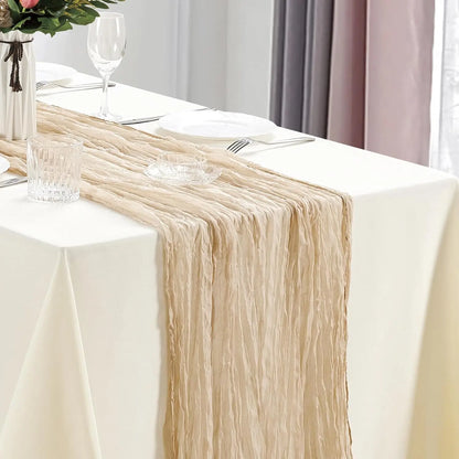 10Pcs Cheesecloth Table Runner Boho Gauze Table Runner 40x270cm Romantic Table Runner for Wedding Bridal Shower Birthday Party