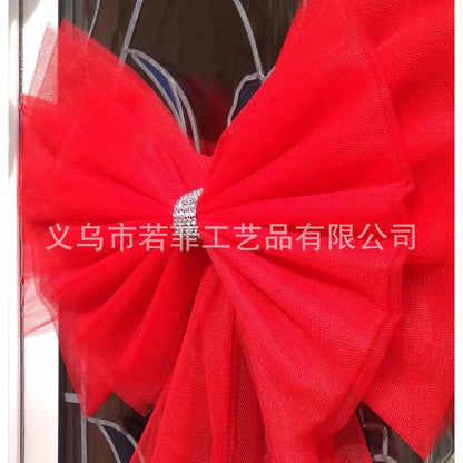 Christmas Front Door Decoration Xmas Large Red organza Bow Wedding Traditional Ready Made Door Bow 2026 New Year Decoration