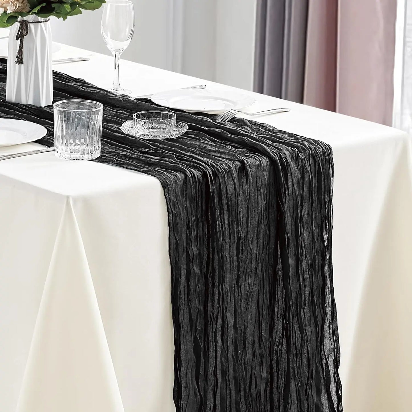 10Pcs Cheesecloth Table Runner Boho Gauze Table Runner 40x270cm Romantic Table Runner for Wedding Bridal Shower Birthday Party