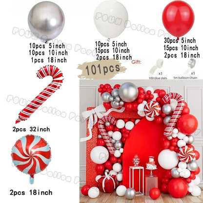 Christmas Decorations Christmas Balloon Garland Arch Kit Candy Cane Star Foil Baloon Birthday Party Christmas Tree New Year Gift