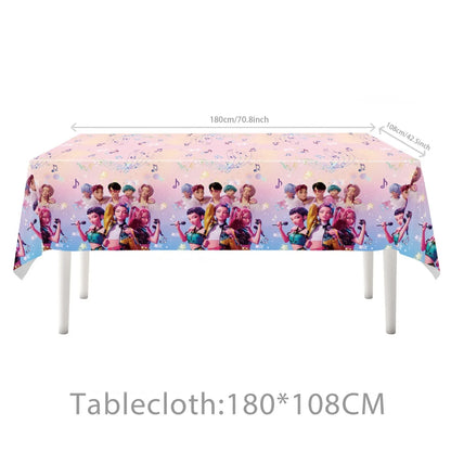 Demon Hunters Tablecloth Birthday Party Decoration KPop Anime Disposable Table Cover Baby Shower Kids Toy Gift Party Supplies