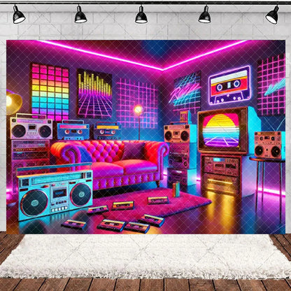 90’S Disco Party Decorations Back To 90s Backdrop Women Men Friend Birthday Music Party Disposable Tableware Balloon CakeTopper