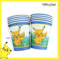 Pokemon Birthday Party Decoration Pikachu Balloons Disposable Tableware Cup Napkin Plate Tablecloth Baby Shower Cake Topper Flag