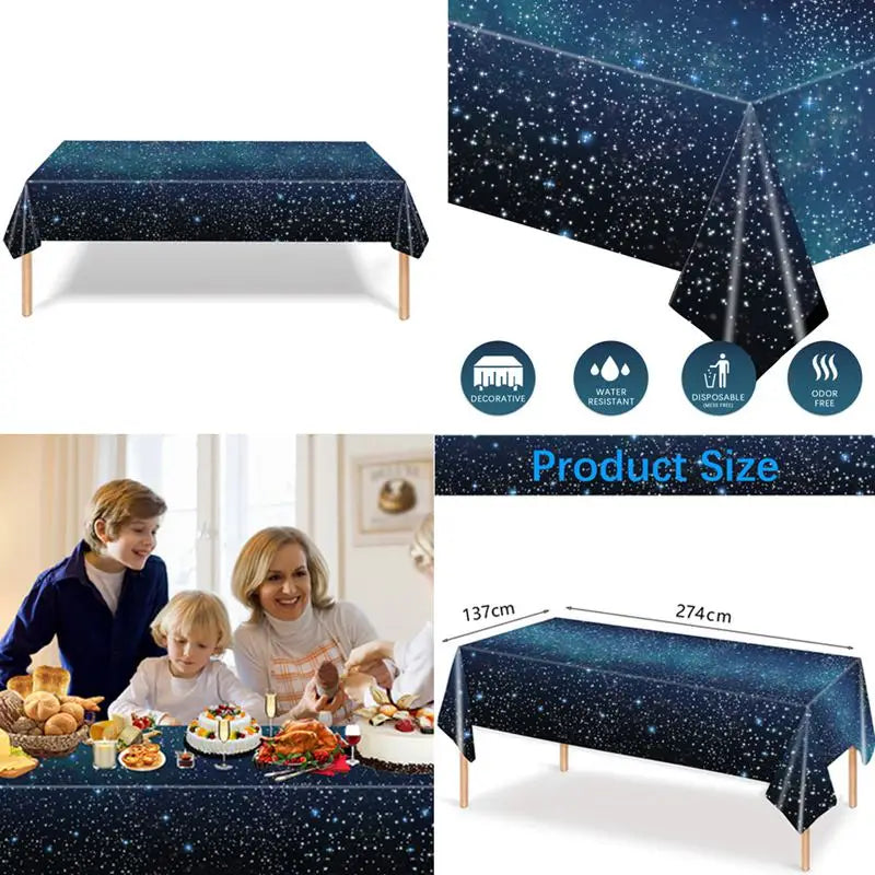 Disposable Starry Sky Theme Tablecloth Adult Children Birthday Party Decoration Starry River Star Outer Space Party Table Cloth