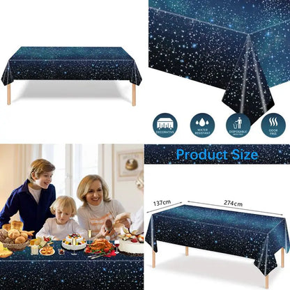 Disposable Starry Sky Theme Tablecloth Adult Children Birthday Party Decoration Starry River Star Outer Space Party Table Cloth