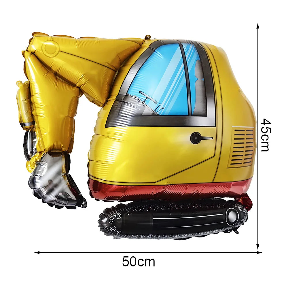 Construction Truck Balloons Excavator Cement Truck Forklift Crane Foil Balloon Kid Boys Birthday Party Construction Theme Decors