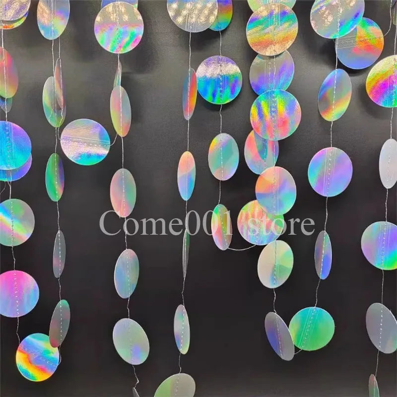 Disco Theme Heart Round Paper Garland Birthday Party Decorations Background Wall Hanging Banners Holiday Festival Photo Props