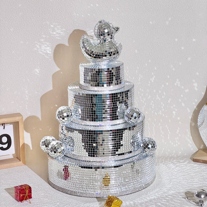 Disco Birthday Cake Party Decorations Mirror Ball Retro Reflective Mushroom Shape DJ Light Modern Home Decor For Party Room