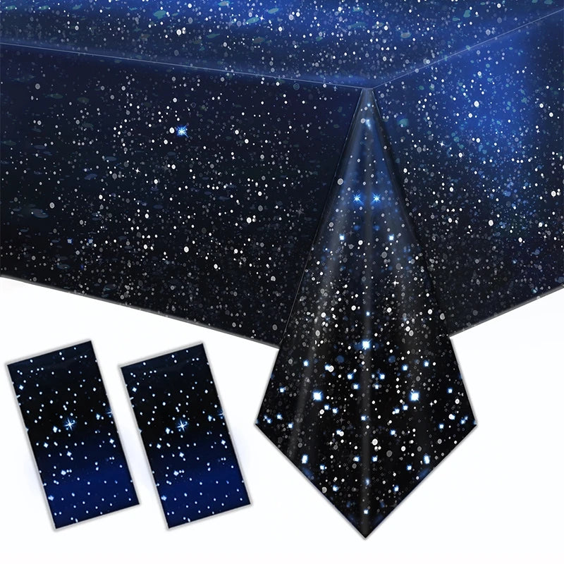 Disposable Starry Sky Theme Tablecloth Adult Children Birthday Party Decoration Starry River Star Outer Space Party Table Cloth