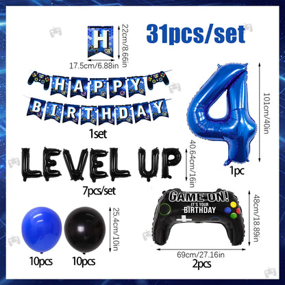 31pcs video game birthday party decorations set for ages 1-18 video game player themed birthday party decorations