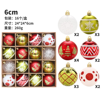 New Christmas Decorations 16 Champagne Gold White Ball Ornaments Christmas Tree Hanging Decorations Home Party Decorative Pieces