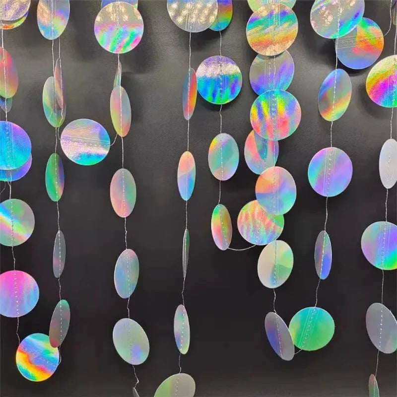 Disco Theme Heart Round Paper Garland Birthday Party Decorations Background Wall Hanging Banners Holiday Festival Photo Props