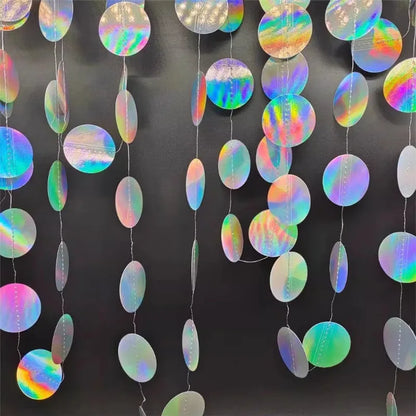 Disco Theme Heart Round Paper Garland Birthday Party Decorations Background Wall Hanging Banners Holiday Festival Photo Props