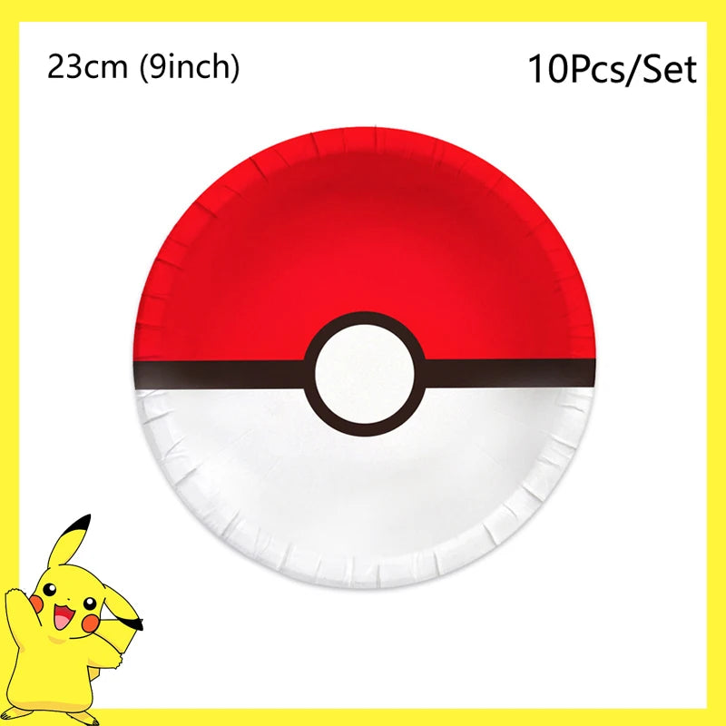 Pokemon Birthday Party Decoration Pikachu Balloons Disposable Tableware Cup Napkin Plate Tablecloth Baby Shower Cake Topper Flag