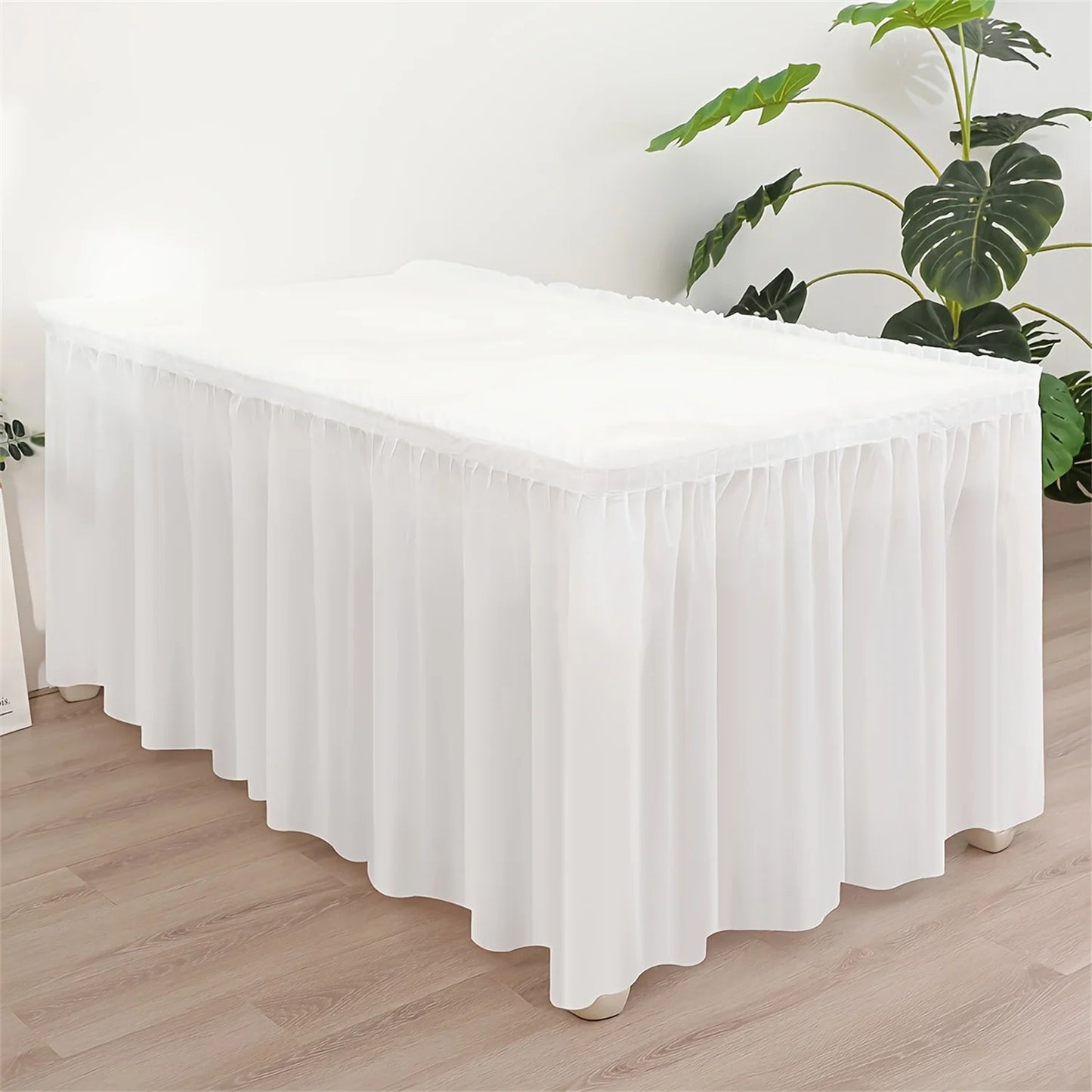 2pcs Tablecloth Set Disposable Solid Color Table Cover Table Skirts Rectangular Paper Table Covers With Long Skirting For Party