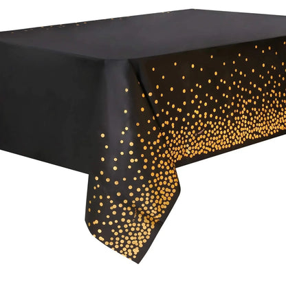 Birthday Party Decorations Tablecloth Black Gold Dots Tablecover Dinner Supplies for Wedding Decorations