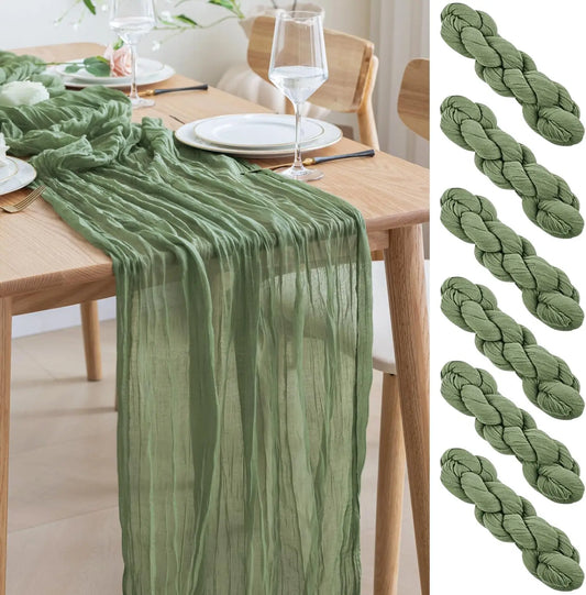 1/2/4/6Pack CheeseCloth Table Runner,40x270cm Boho Gauze Fabric Rustic Sheer TableRunner for Wedding Bridal Shower Party Banquet