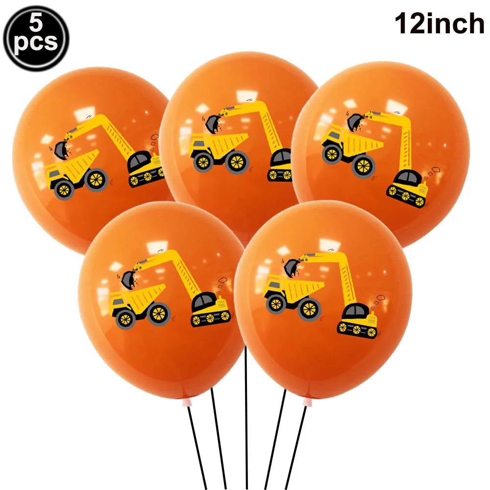 Construction Truck Balloons Excavator Cement Truck Forklift Crane Foil Balloon Kid Boys Birthday Party Construction Theme Decors