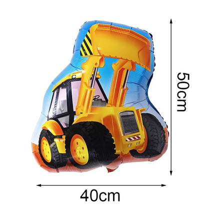 Construction Truck Balloons Excavator Cement Truck Forklift Crane Foil Balloon Kid Boys Birthday Party Construction Theme Decors