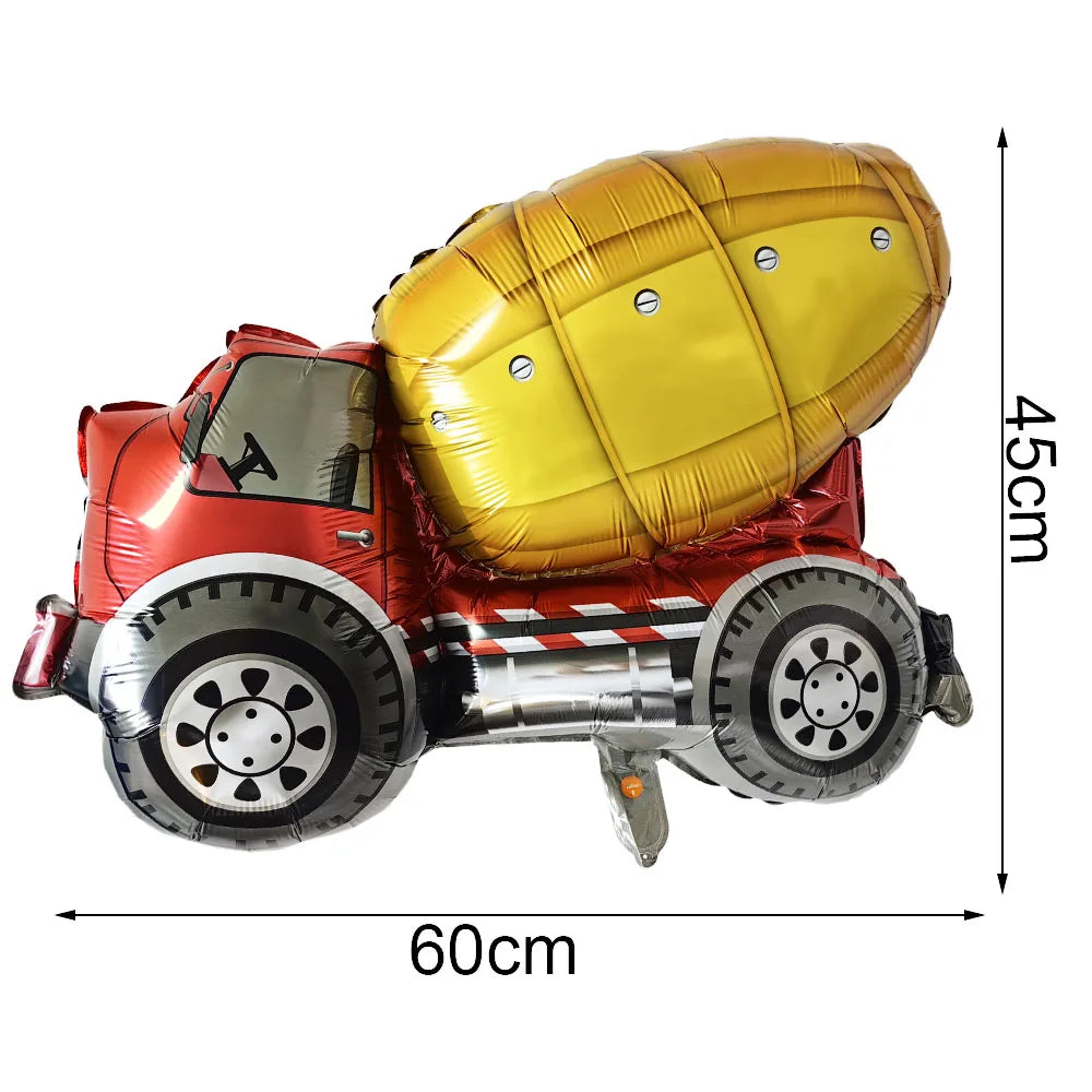 Construction Truck Balloons Excavator Cement Truck Forklift Crane Foil Balloon Kid Boys Birthday Party Construction Theme Decors