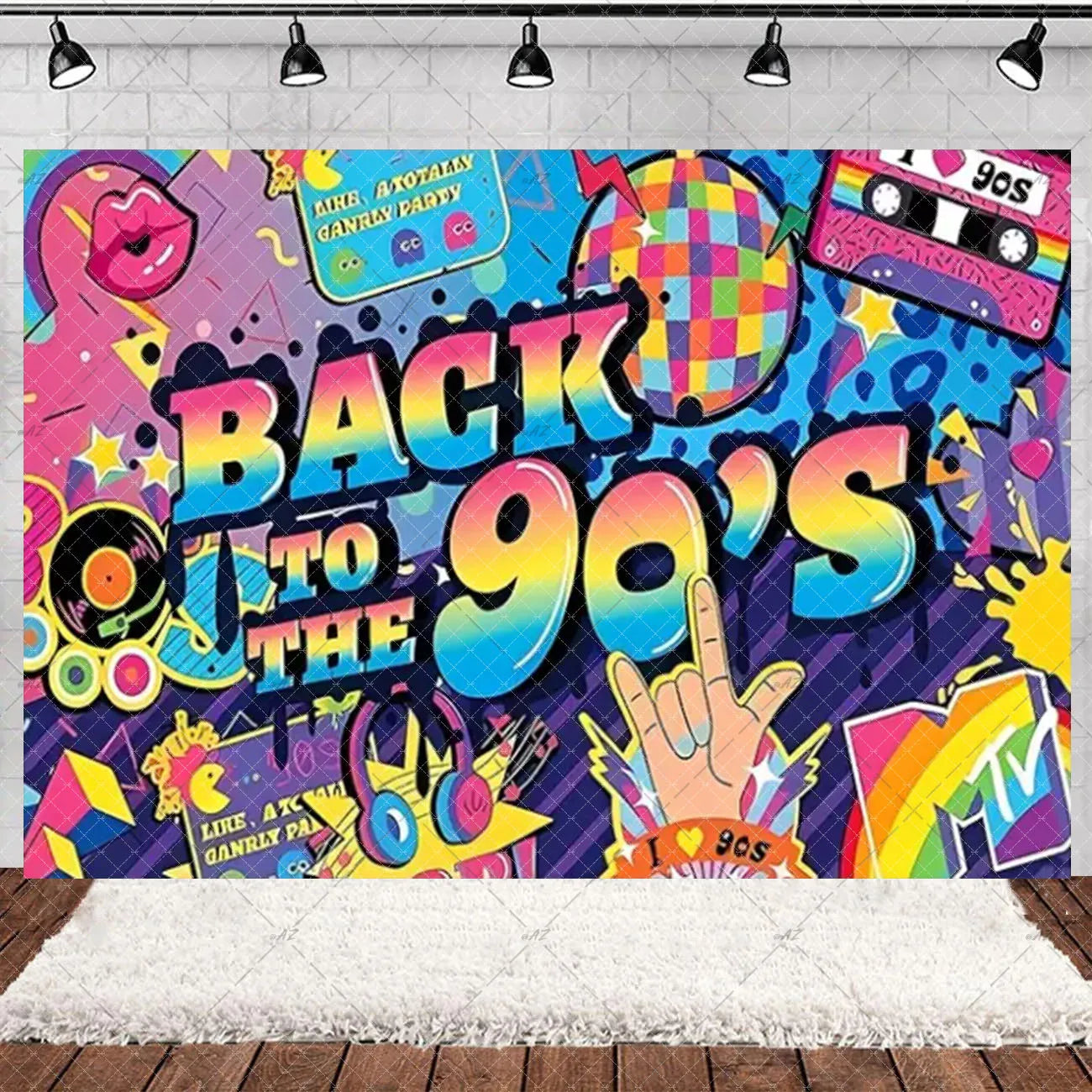 90’S Disco Party Decorations Back To 90s Backdrop Women Men Friend Birthday Music Party Disposable Tableware Balloon CakeTopper