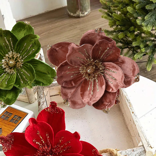 Merry Christmas Flowers Festival Party Decoration Christmas Tree Glitter Christmas Flower Pendant