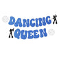 Glitter Dancing Queen Party Decorations,Blue Dancing Queen Disco Ball Banner for Mamma Mia Bachelorette Wedding Birthday Party