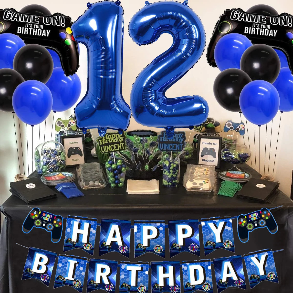 31pcs video game birthday party decorations set for ages 1-18 video game player themed birthday party decorations