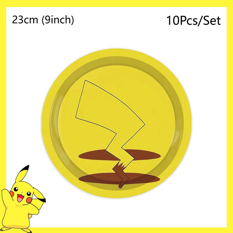 Pokemon Birthday Party Decoration Pikachu Balloons Disposable Tableware Cup Napkin Plate Tablecloth Baby Shower Cake Topper Flag