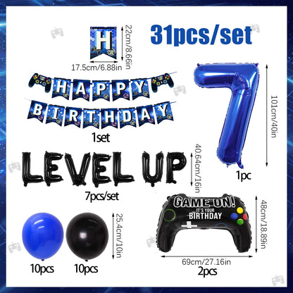 31pcs video game birthday party decorations set for ages 1-18 video game player themed birthday party decorations