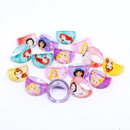 Princess Birthday Party Decoration Kids Party Gifts Favor Ring Princess Children Acrylic Ring Cartoon Accessories Toy Kids Gift