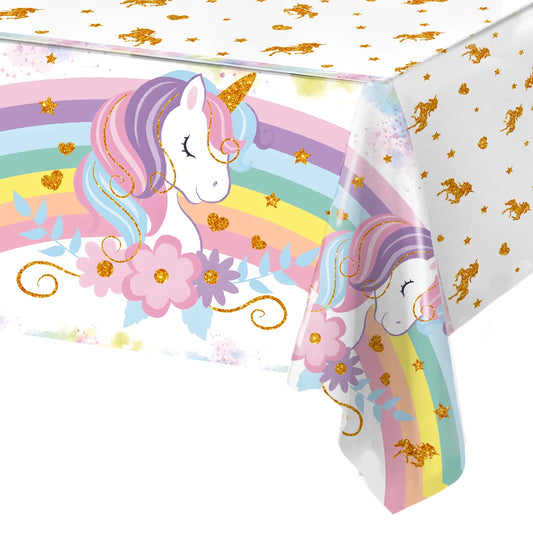 Unicorn Tablecloth Birthday Party Decor Rainbow UnicornTable Cover Kids Favors Table Cover Girls Baby Shower Party Supplies