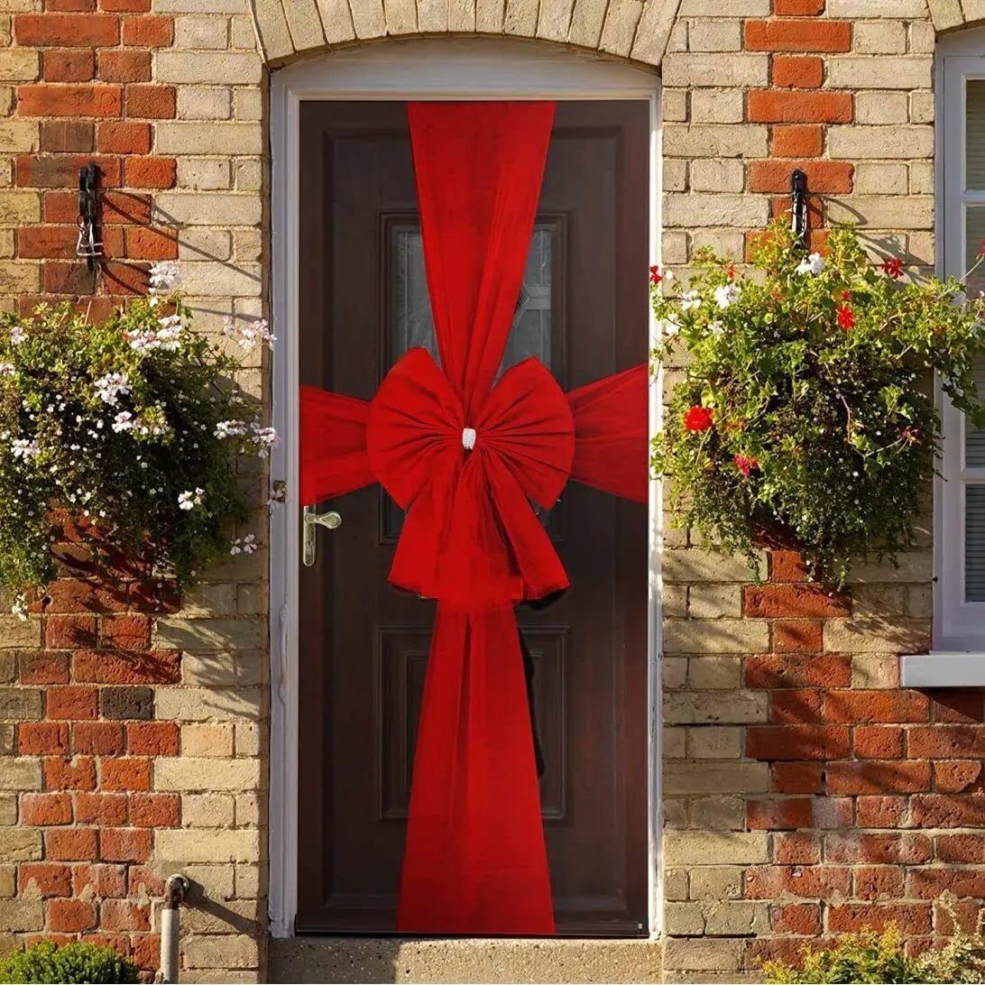 Christmas Front Door Decoration Xmas Large Red organza Bow Wedding Traditional Ready Made Door Bow 2026 New Year Decoration