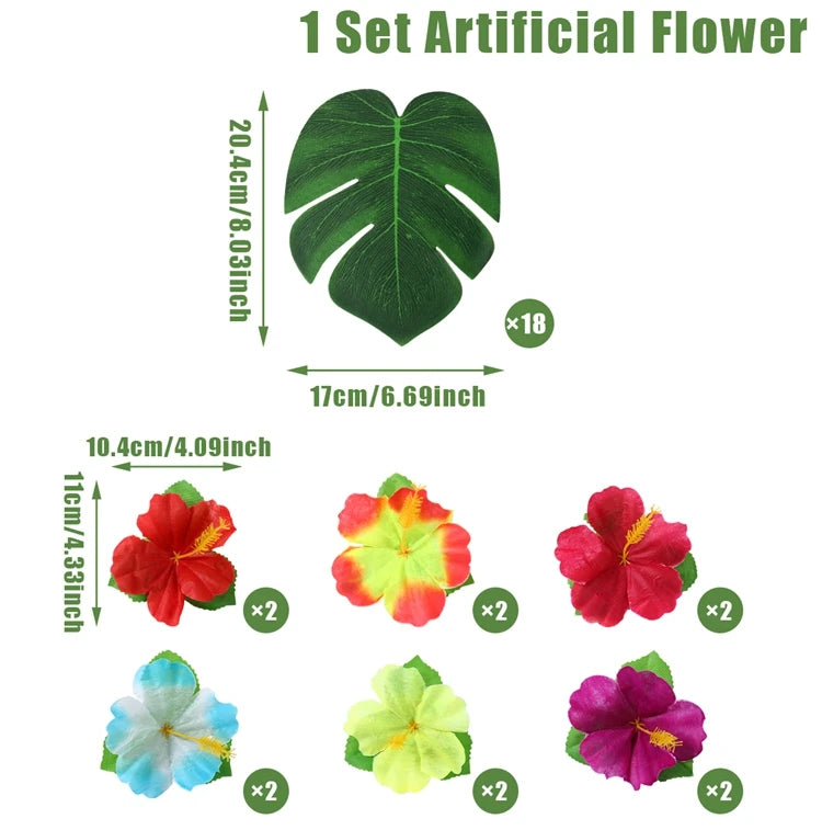 Hawaiian Party Decorations Artificial Flower Garland Summer Tropical Aloha Hawaii Party Supplies Wedding Birthday Flamingo Decor