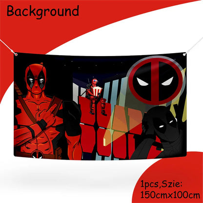 DEADPOOL Birthday Party Decorations Disposable Tableware Cake Topper Flag Kids Anniversaire Party Baby Shower Cake Kids Favors