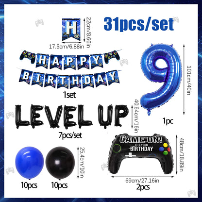 31pcs video game birthday party decorations set for ages 1-18 video game player themed birthday party decorations