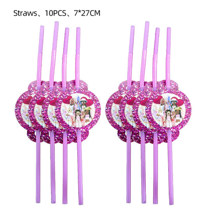 Pink Robloxed Theme Birthday Party Decorations Tableware Set Balloons Cups Plates Banner Backdrop for Girls Baby Shower Supplies