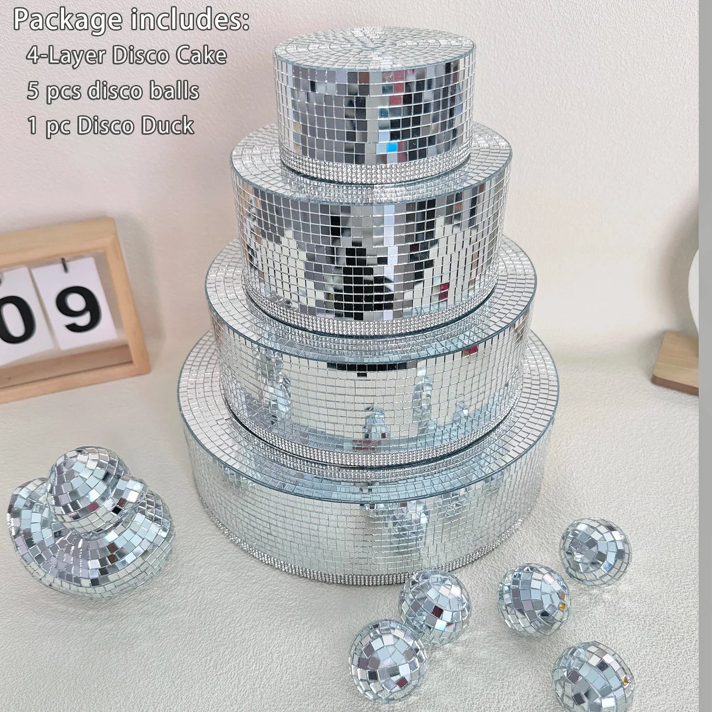 Disco Birthday Cake Party Decorations Mirror Ball Retro Reflective Mushroom Shape DJ Light Modern Home Decor For Party Room