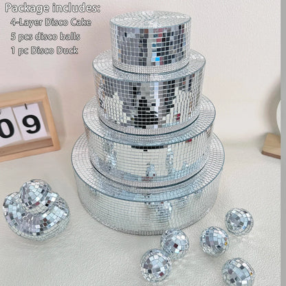 Disco Birthday Cake Party Decorations Mirror Ball Retro Reflective Mushroom Shape DJ Light Modern Home Decor For Party Room