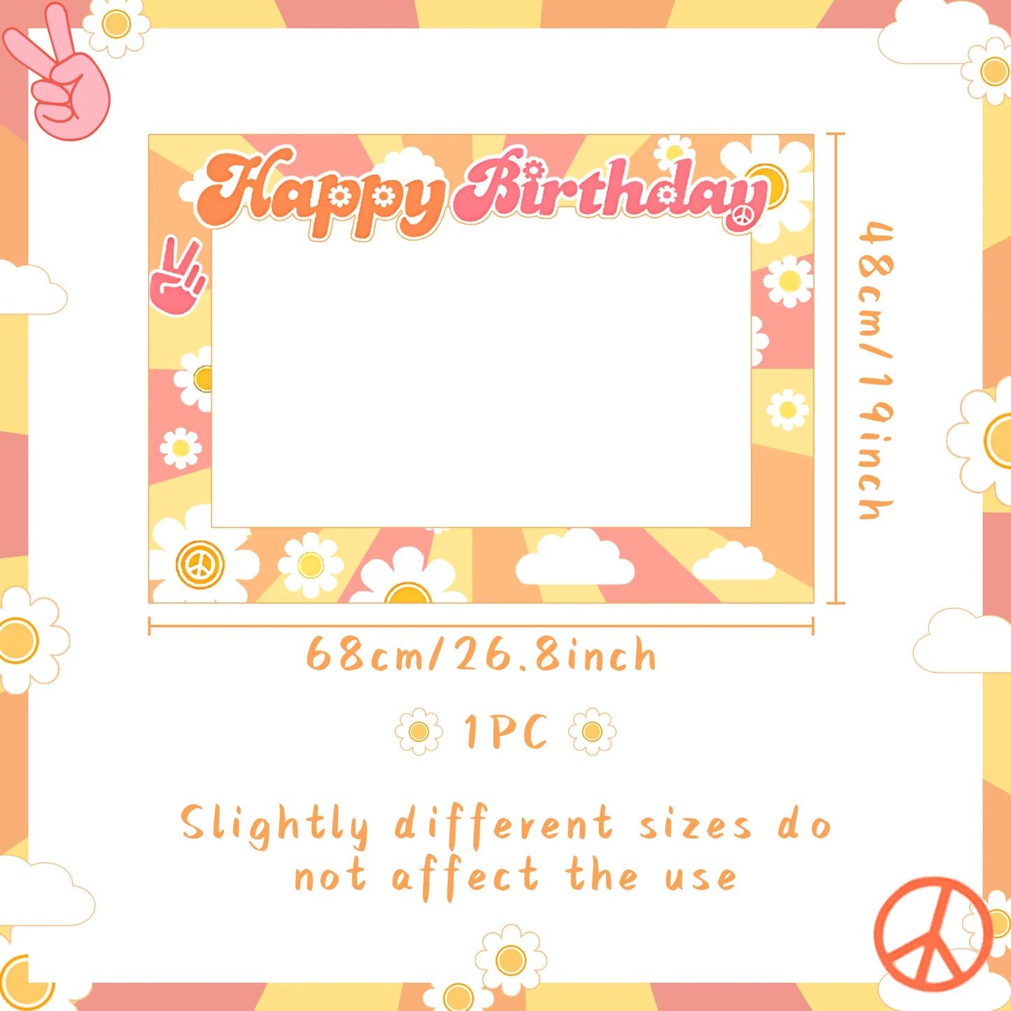 LaVenty Hippie Groovy Birthday Party Decoration Hippie Groovy Party Supplies Photo Booth Props Frame