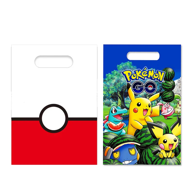 Pokemon Birthday Party Decoration Pikachu Balloons Disposable Tableware Cup Napkin Plate Tablecloth Baby Shower Cake Topper Flag