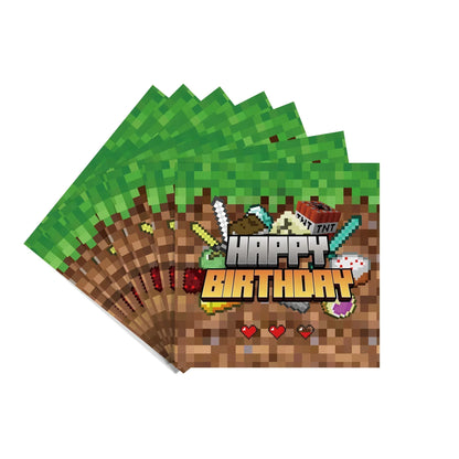 Party Decoration Game Theme Birthday Disposable Banner Hanging Balloon Cake Noodles Tableware Festival Decor Anime Accessories