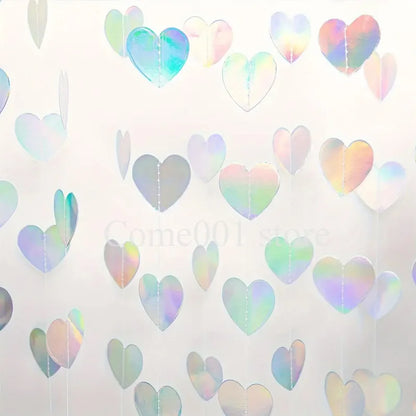 Disco Theme Heart Round Paper Garland Birthday Party Decorations Background Wall Hanging Banners Holiday Festival Photo Props