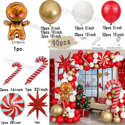 Christmas Decorations Christmas Balloon Garland Arch Kit Candy Cane Star Foil Baloon Birthday Party Christmas Tree New Year Gift