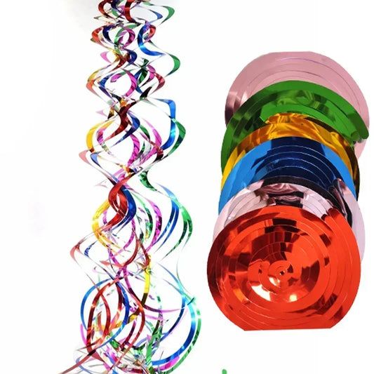 6pcs Party Spiral Decoration Birthday Party Wedding Decorative Ornaments Foil Swirls Banner Tassels Garland