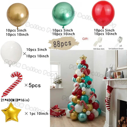 Christmas Decorations Christmas Balloon Garland Arch Kit Candy Cane Star Foil Baloon Birthday Party Christmas Tree New Year Gift