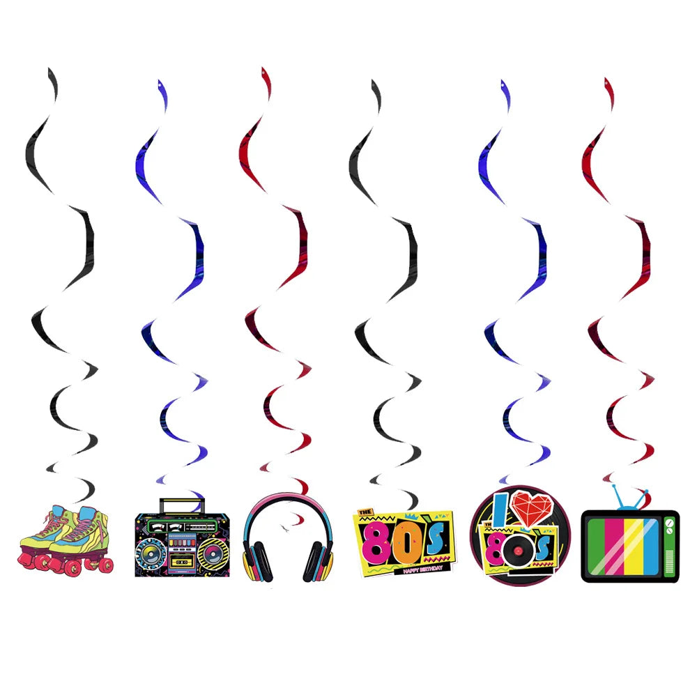 Disco Themed Party Banner Hanging Swirls Decor 70s 80s 90s retro Musical party Dancing Birthday Party Ceiling Spiral Decoration