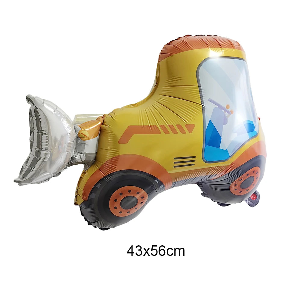 Construction Truck Balloons Excavator Cement Truck Forklift Crane Foil Balloon Kid Boys Birthday Party Construction Theme Decors