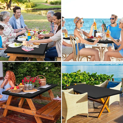 LMETJMA Rectangle Tablecloth Elastic Fitted Tablecloths for 6 Ft Tables Washable Folding Polyester Table Cover JT898